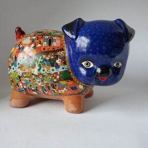 Large Talavera Pottery Hand Painted Piggy Bank Vintage And Very Collectible
